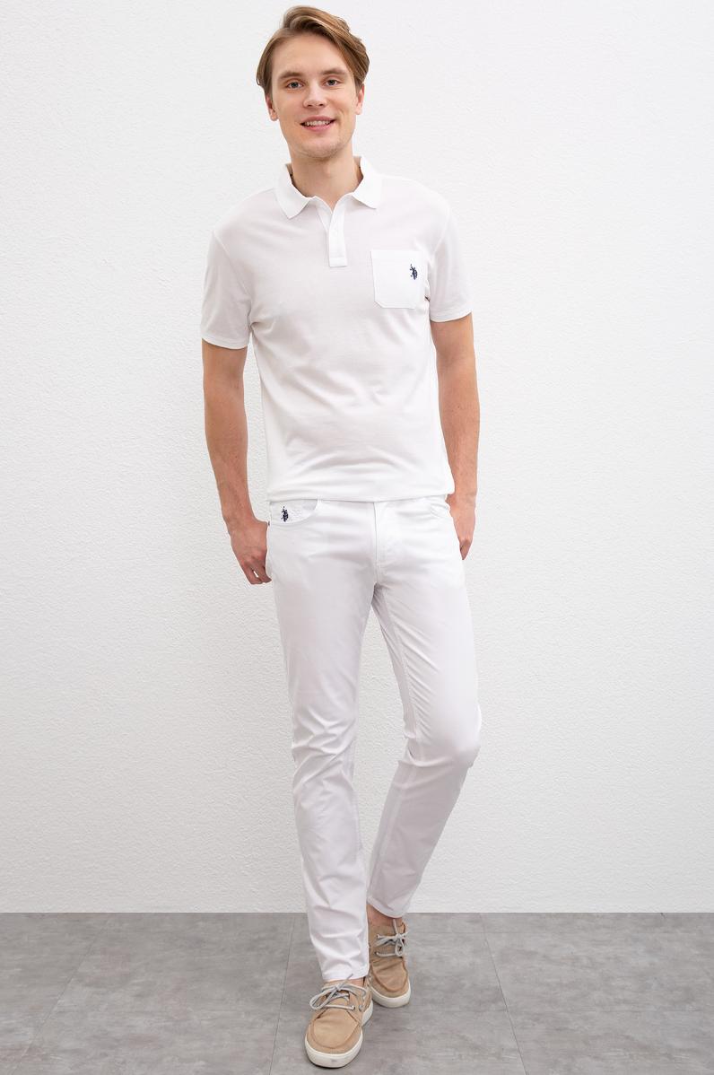 Erkek 5 Cep Beyaz Chinos