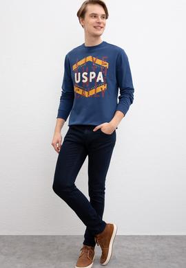Erkek Açık Lacivert Bisiklet Yaka Sweatshirt - 50207482029