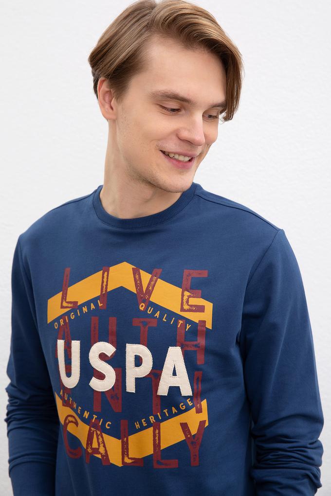 Erkek Açık Lacivert Bisiklet Yaka Sweatshirt