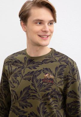 Erkek Koyu Haki Bisiklet Yaka Sweatshirt - 50207604011