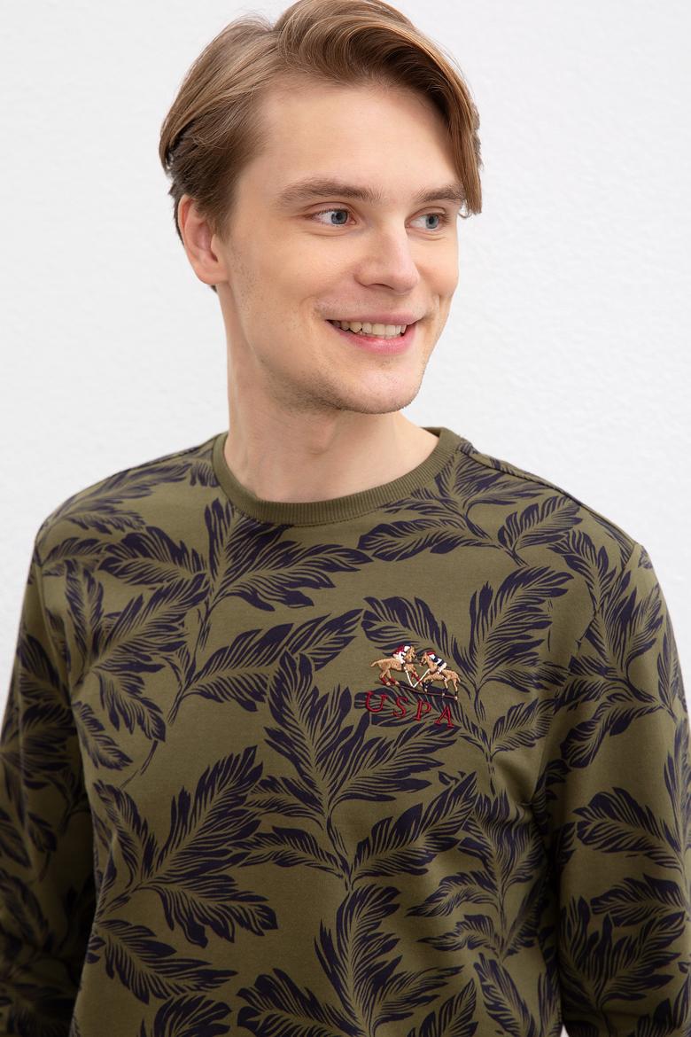 Erkek Koyu Haki Bisiklet Yaka Sweatshirt - 50207604011