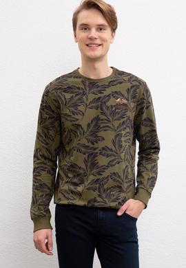 Erkek Koyu Haki Bisiklet Yaka Sweatshirt - 50207604011