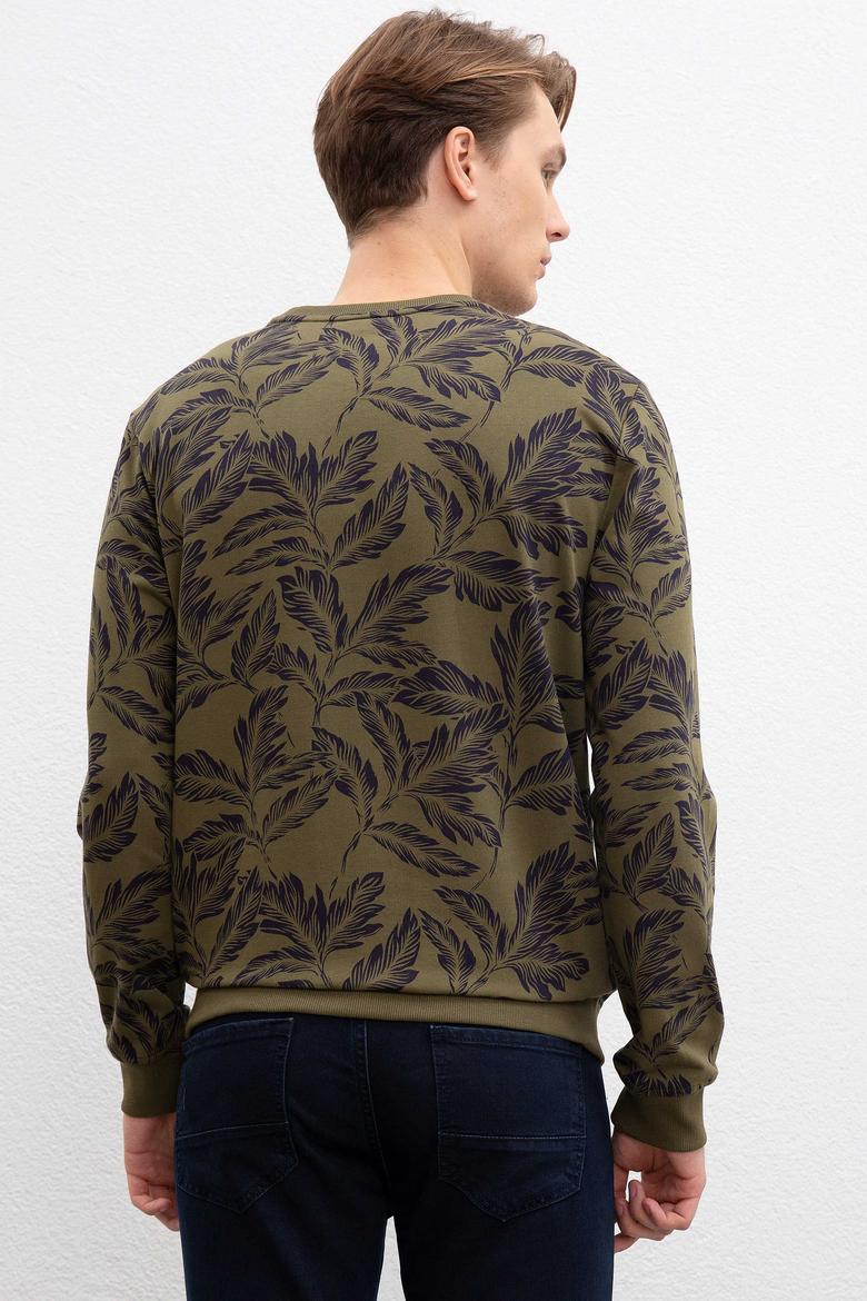 Erkek Koyu Haki Bisiklet Yaka Sweatshirt - 50207604011