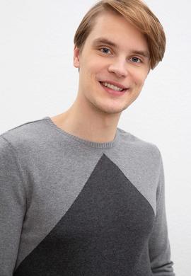 Erkek Gri Melanj Bisiklet Yaka Triko Kazak - 50207700010