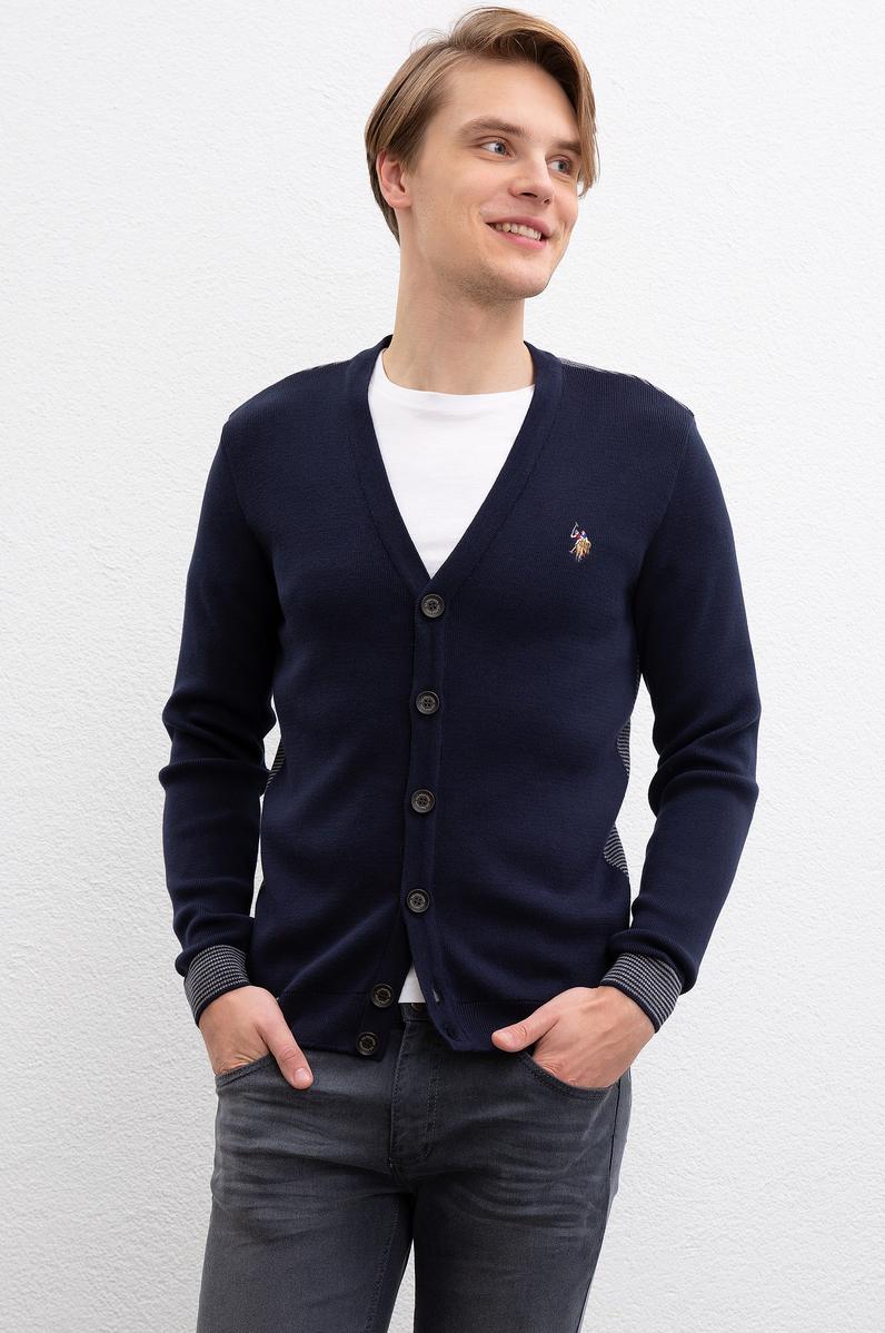 Erkek Lacivert  Triko Hırka