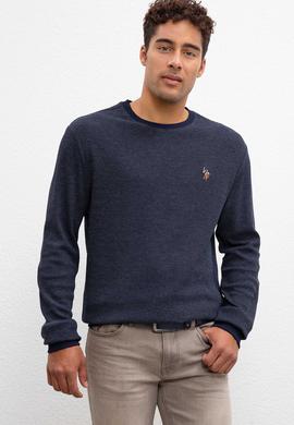 Erkek Lacivert Bisiklet Yaka Sweatshirt - 50207889001