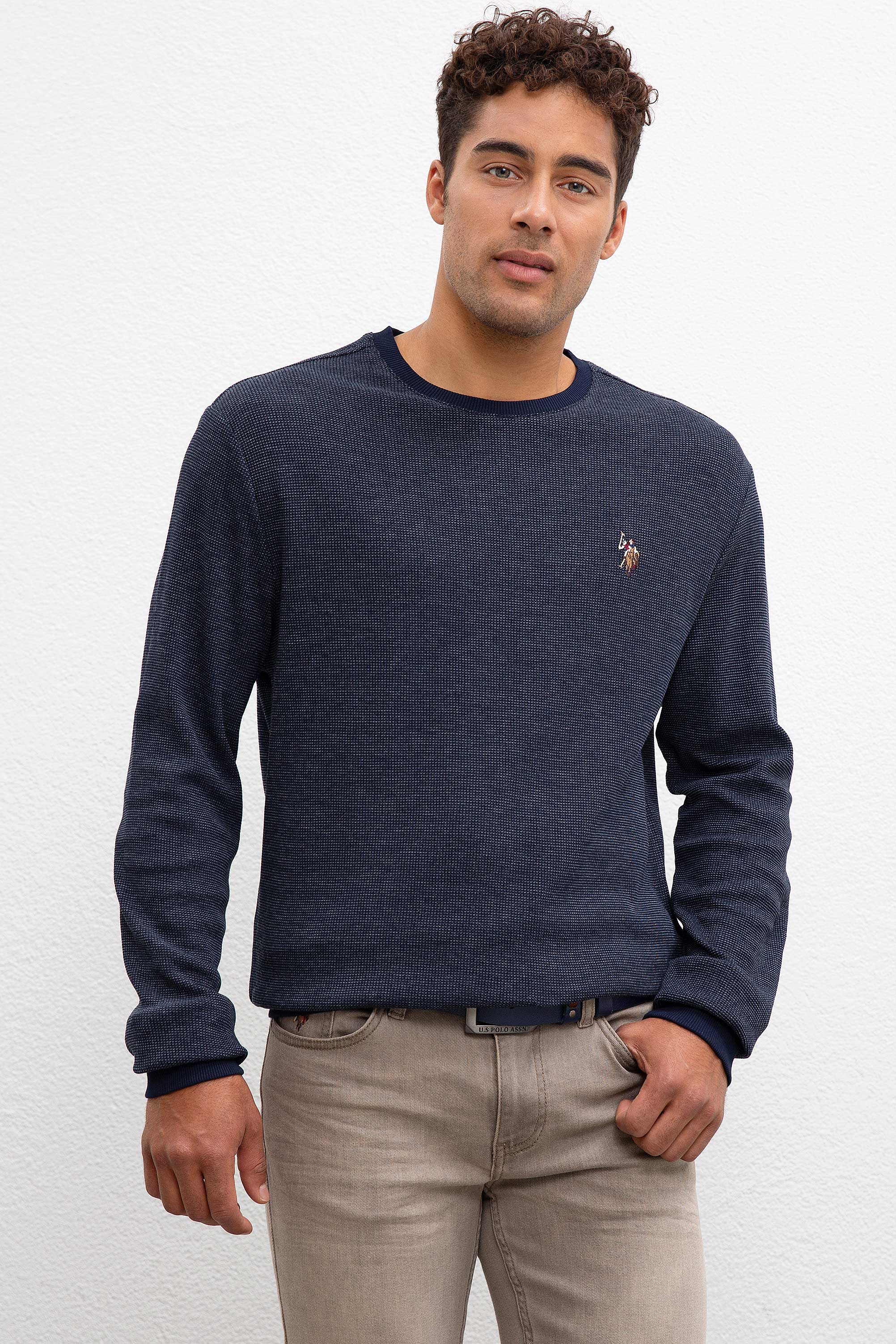 Erkek Lacivert Bisiklet Yaka Sweatshirt