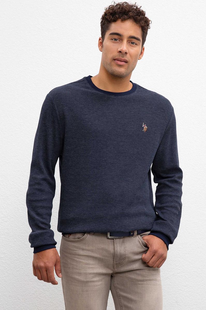 Erkek Lacivert Bisiklet Yaka Sweatshirt