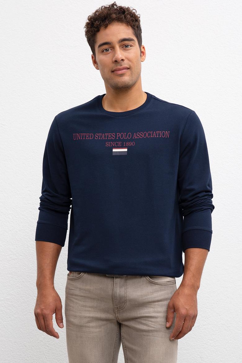 Erkek Lacivert Bisiklet Yaka Sweatshirt