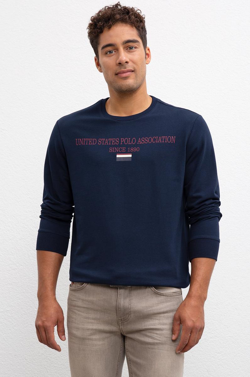 Erkek Lacivert Bisiklet Yaka Sweatshirt
