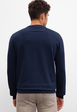 Erkek Lacivert Bisiklet Yaka Sweatshirt - 50208658006