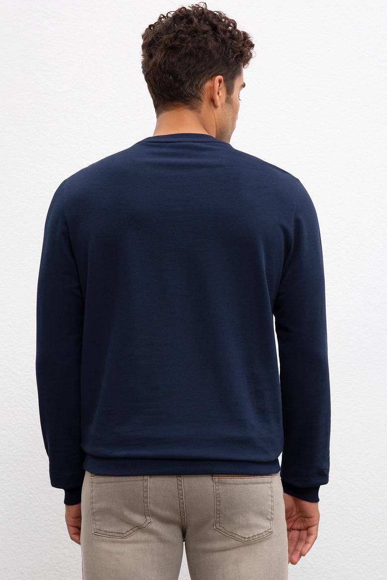 Erkek Lacivert Bisiklet Yaka Sweatshirt - 50208658006