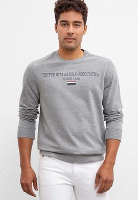 Erkek Gri Melanj Bisiklet Yaka Sweatshirt - 50208658028