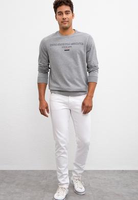 Erkek Gri Melanj Bisiklet Yaka Sweatshirt - 50208658028