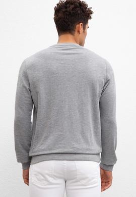 Erkek Gri Melanj Bisiklet Yaka Sweatshirt - 50208658028