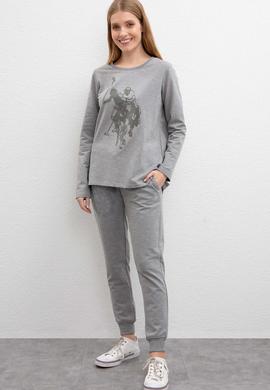 Kadın Gri Melanj Sweatshirt - 50206531029