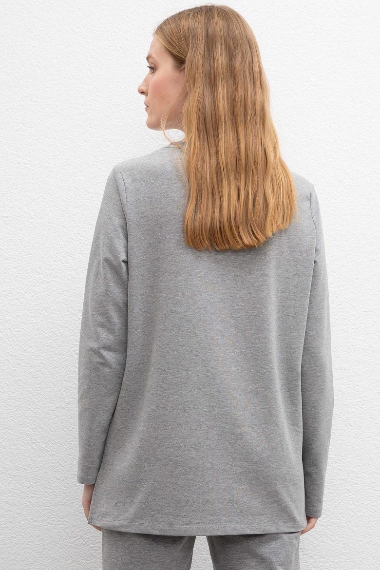 Kadın Gri Melanj Sweatshirt - 50206531029