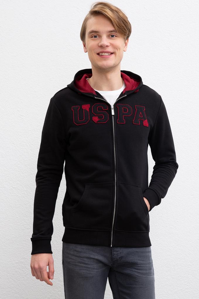 Erkek Siyah Kapüşonlu Fermuarlı Sweatshirt