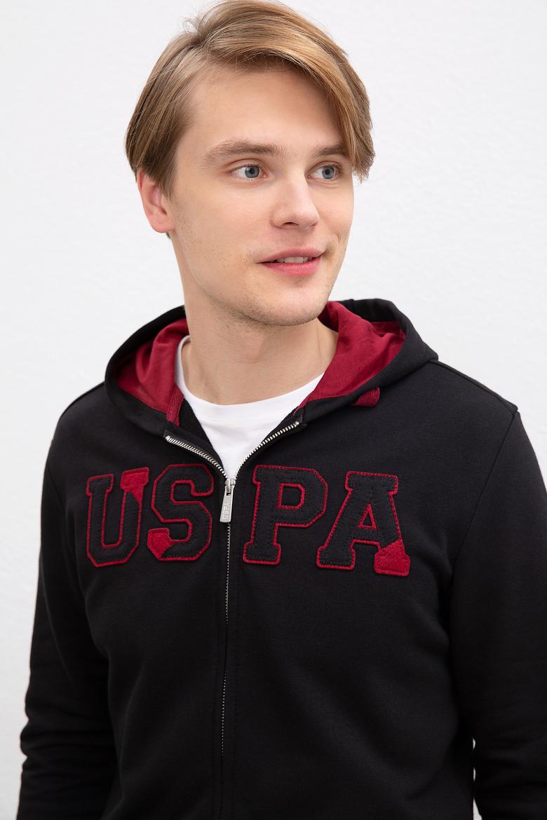 Erkek Siyah Kapüşonlu Fermuarlı Sweatshirt - 50207307013