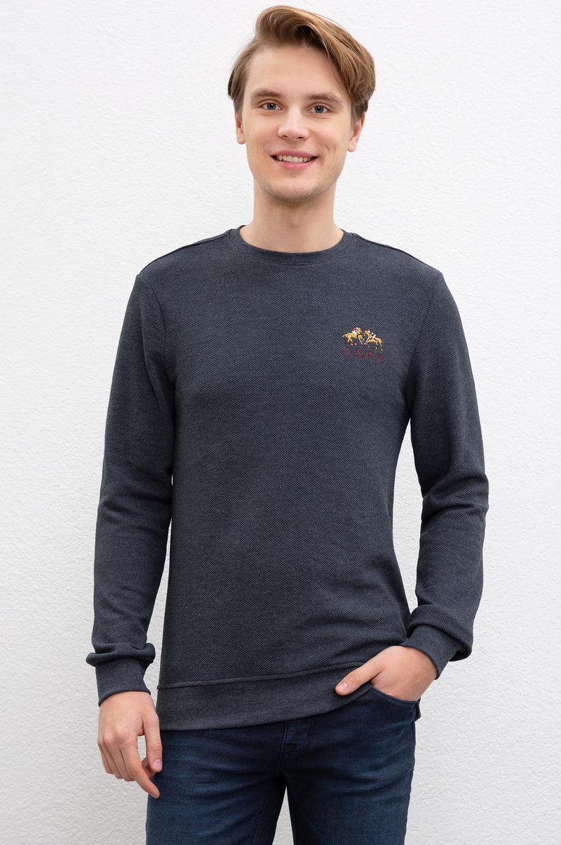 Erkek Lacivert Bisiklet Yaka Sweatshirt