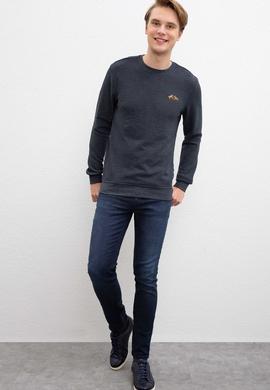 Erkek Lacivert Bisiklet Yaka Sweatshirt - 50207611006