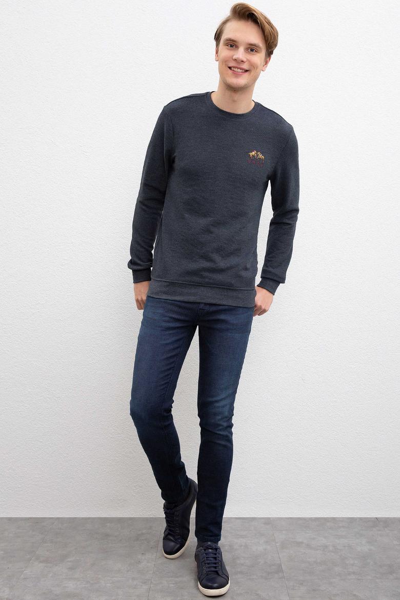 Erkek Lacivert Bisiklet Yaka Sweatshirt - 50207611006