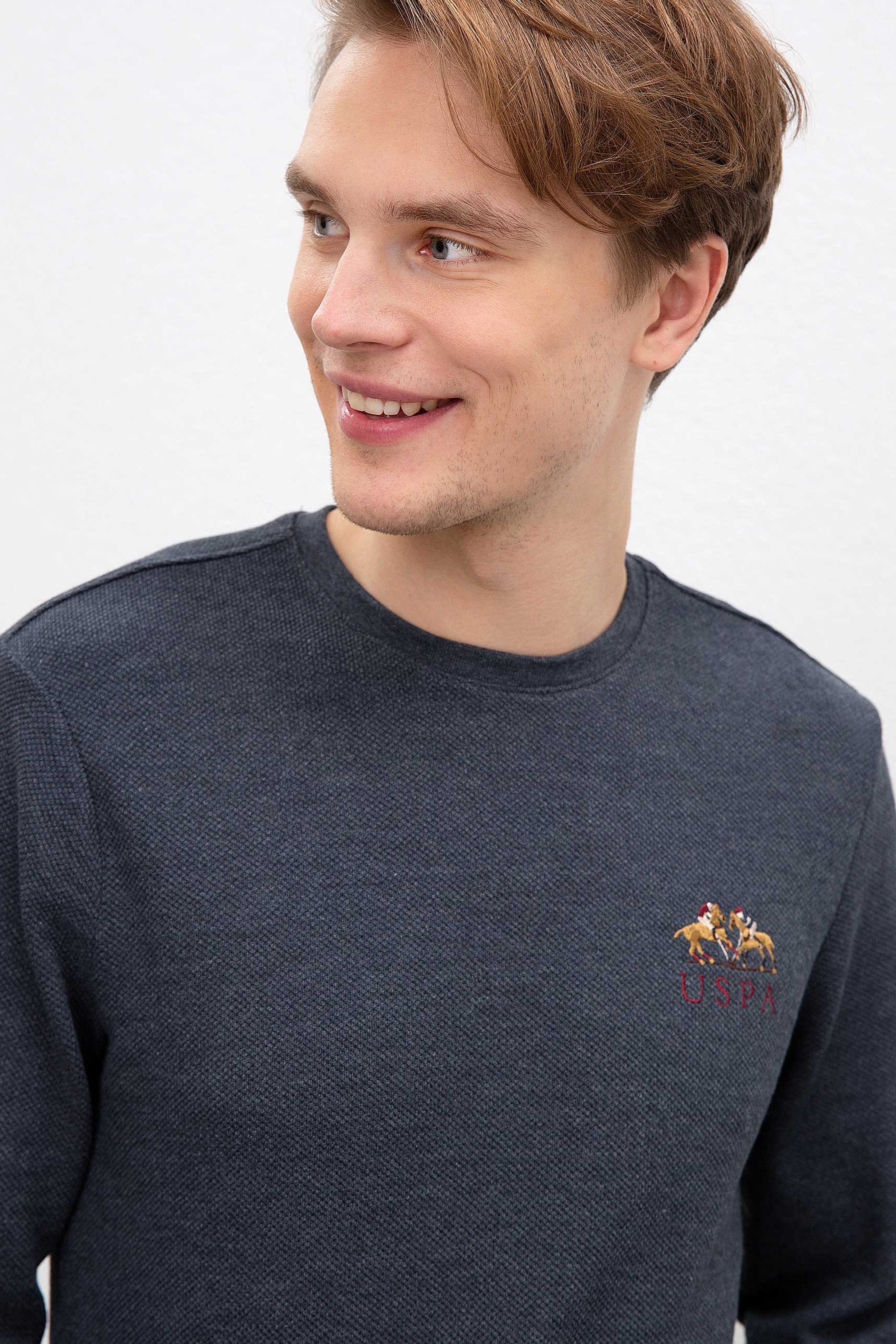 Erkek Lacivert Bisiklet Yaka Sweatshirt - Image 3