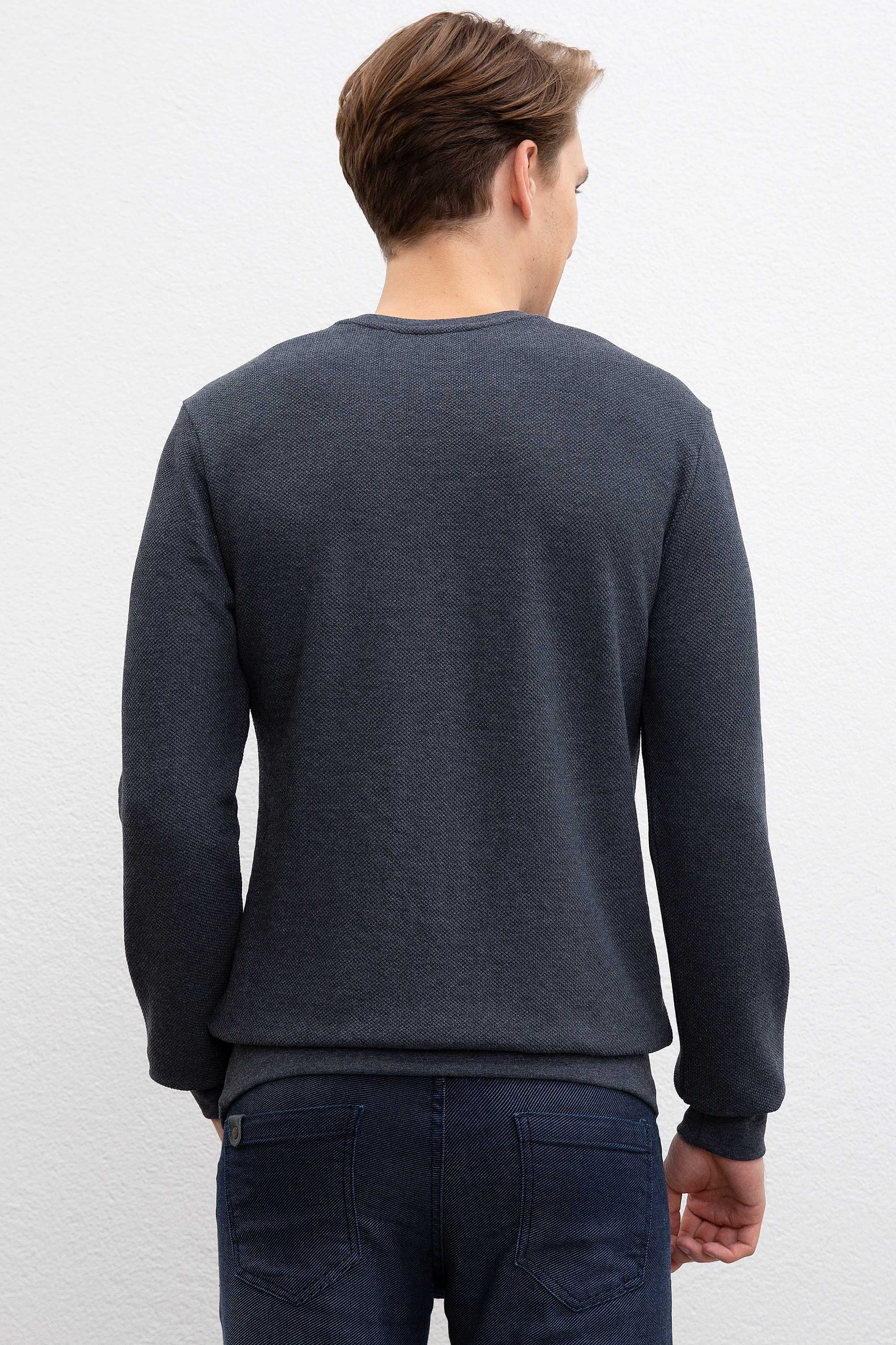 Erkek Lacivert Bisiklet Yaka Sweatshirt