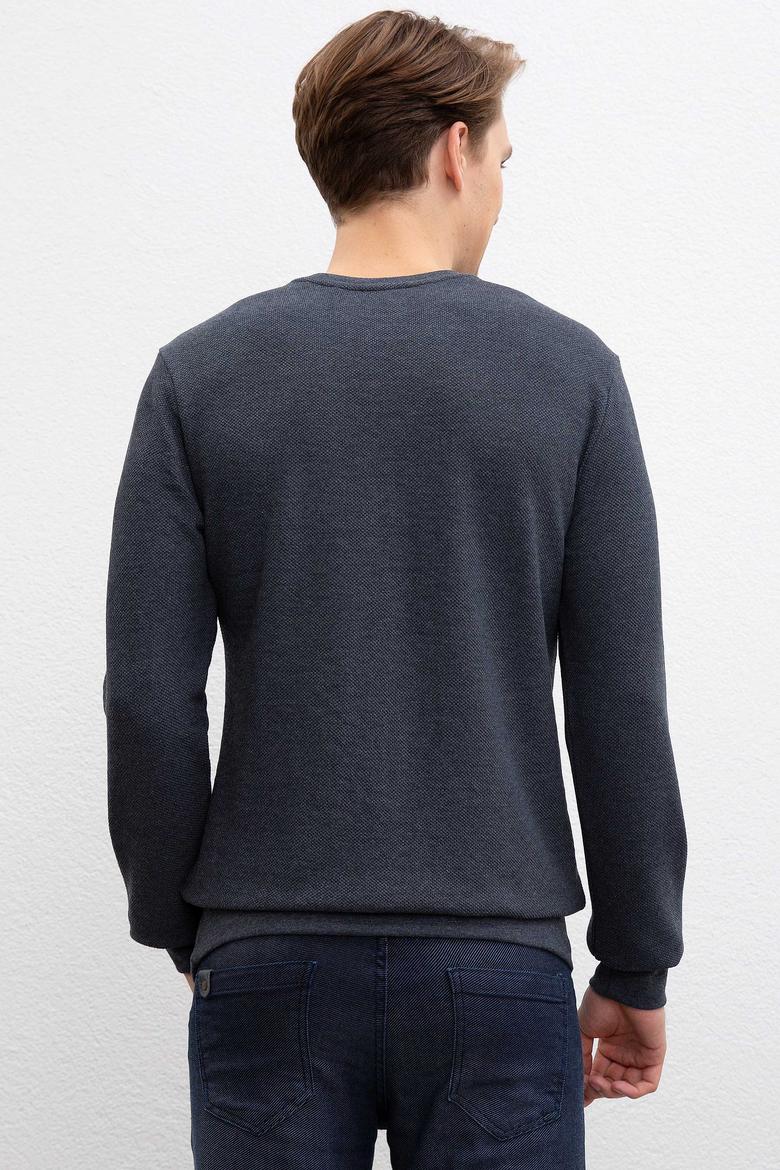 Erkek Lacivert Bisiklet Yaka Sweatshirt - 50207611006