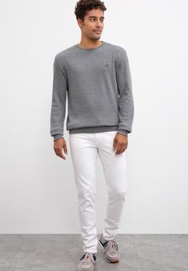 Erkek Antrasit Melanj Bisiklet Yaka Sweatshirt - 50207889083