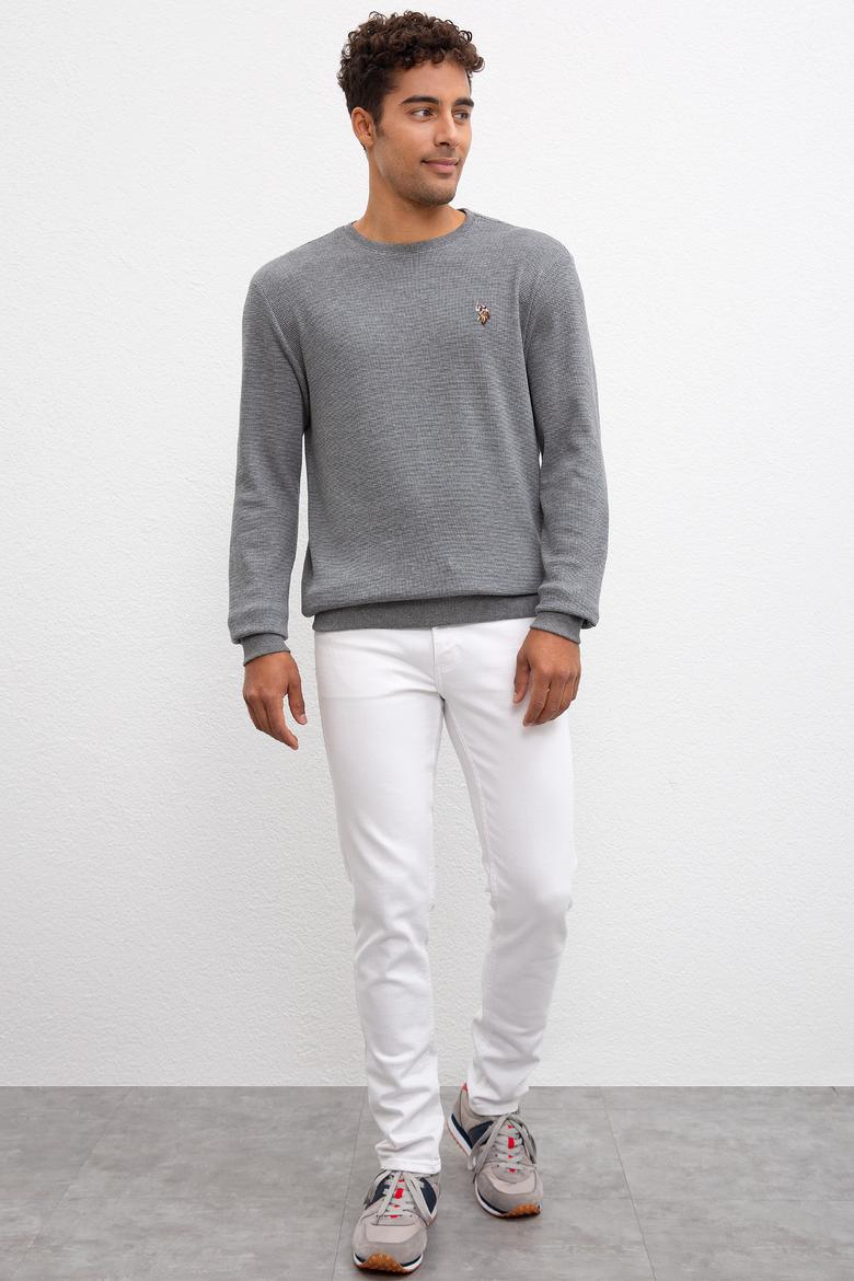 Erkek Antrasit Melanj Bisiklet Yaka Sweatshirt - 50207889083