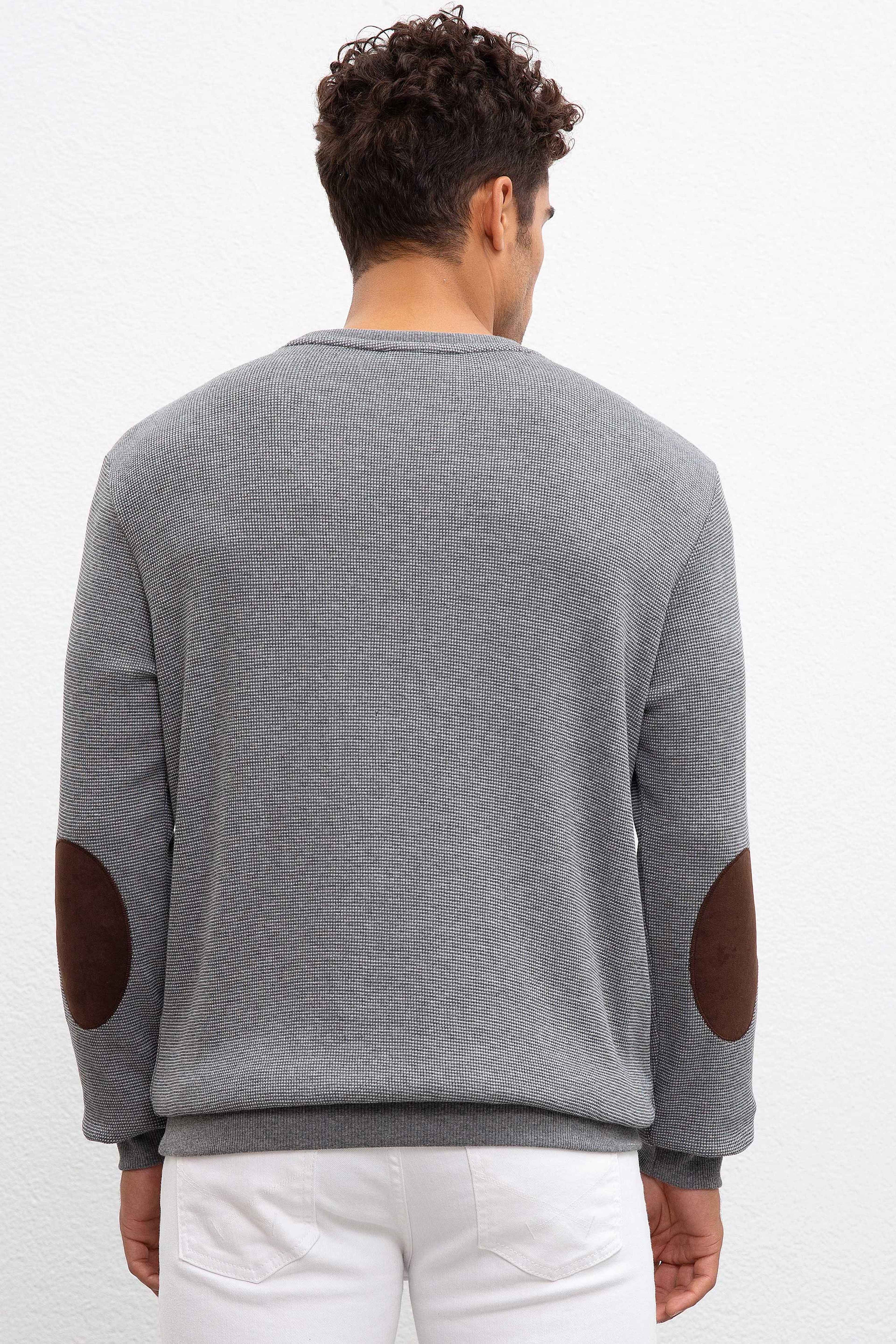 Erkek Antrasit Melanj Bisiklet Yaka Sweatshirt