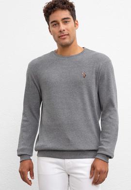 Erkek Antrasit Melanj Bisiklet Yaka Sweatshirt - 50207889083