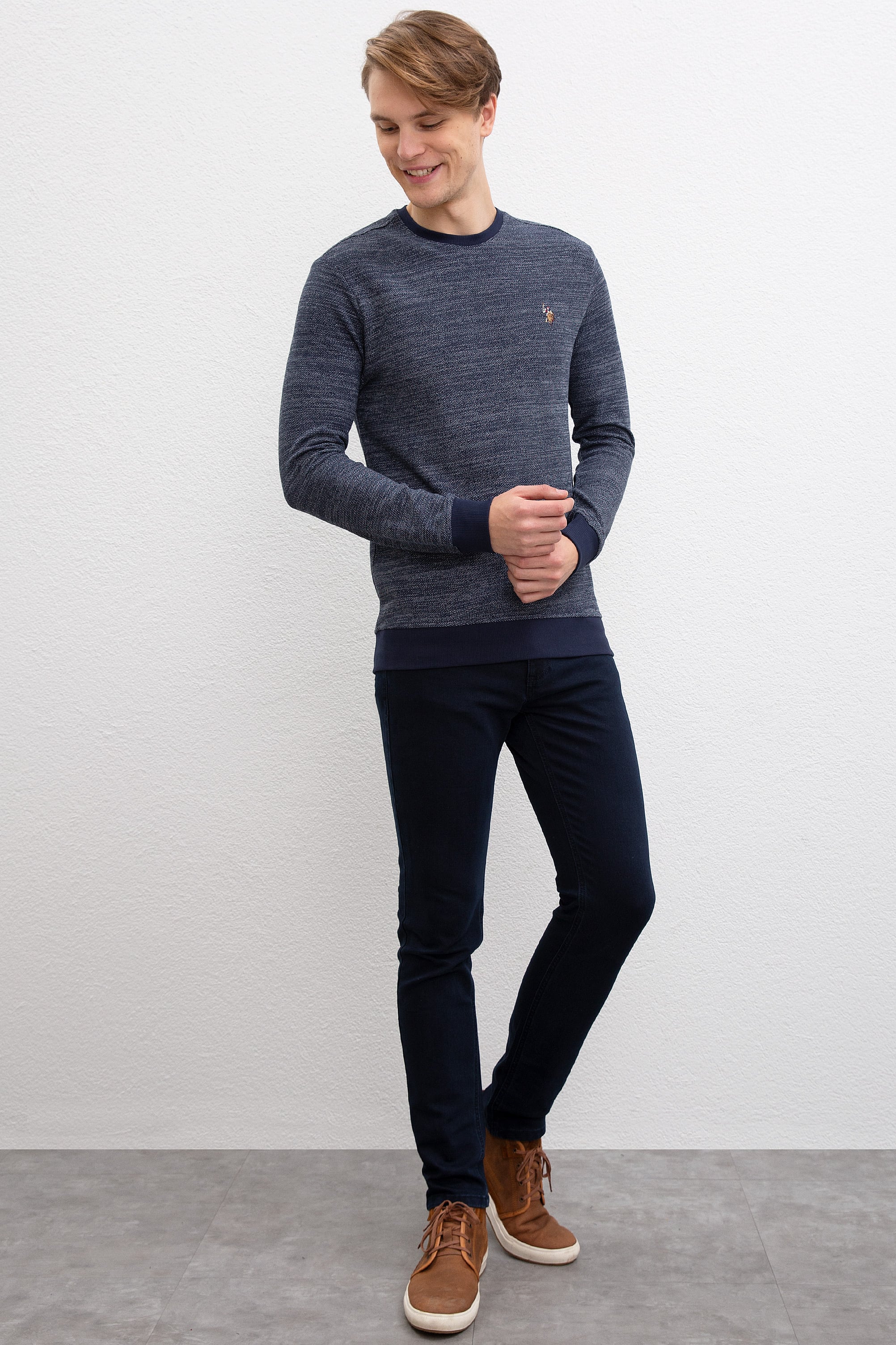Erkek Lacivert Bisiklet Yaka Sweatshirt