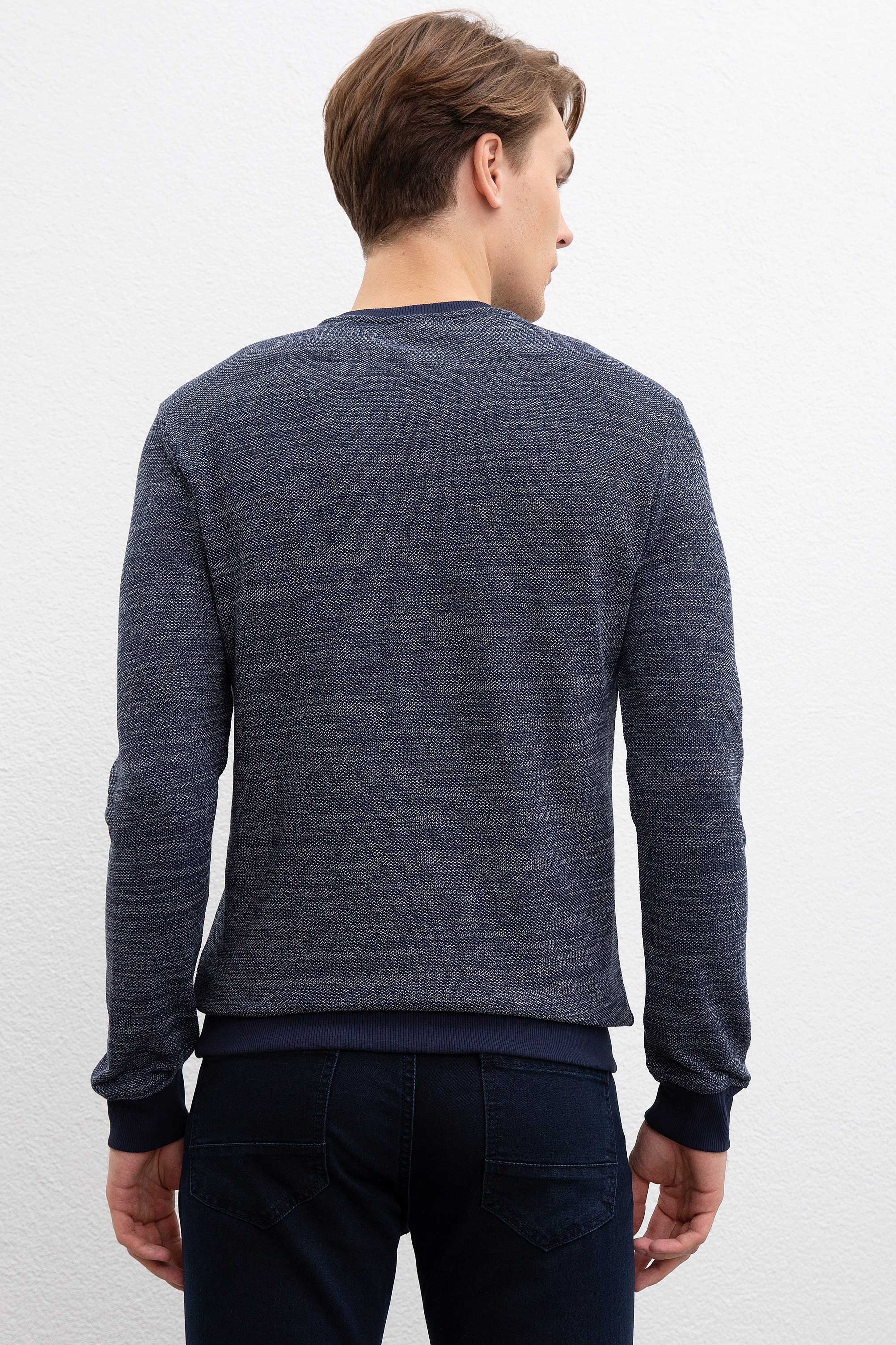 Erkek Lacivert Bisiklet Yaka Sweatshirt
