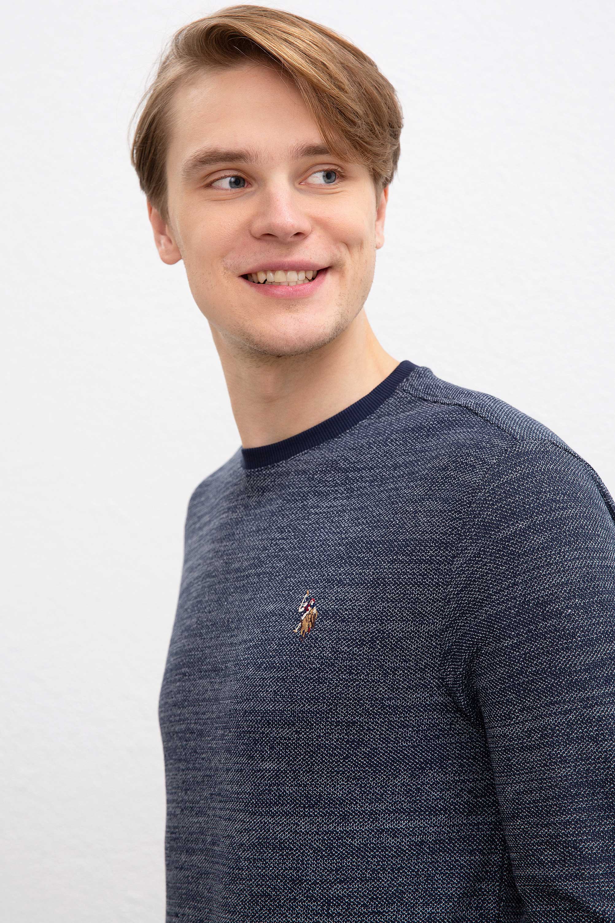 Erkek Lacivert Bisiklet Yaka Sweatshirt - Image 2