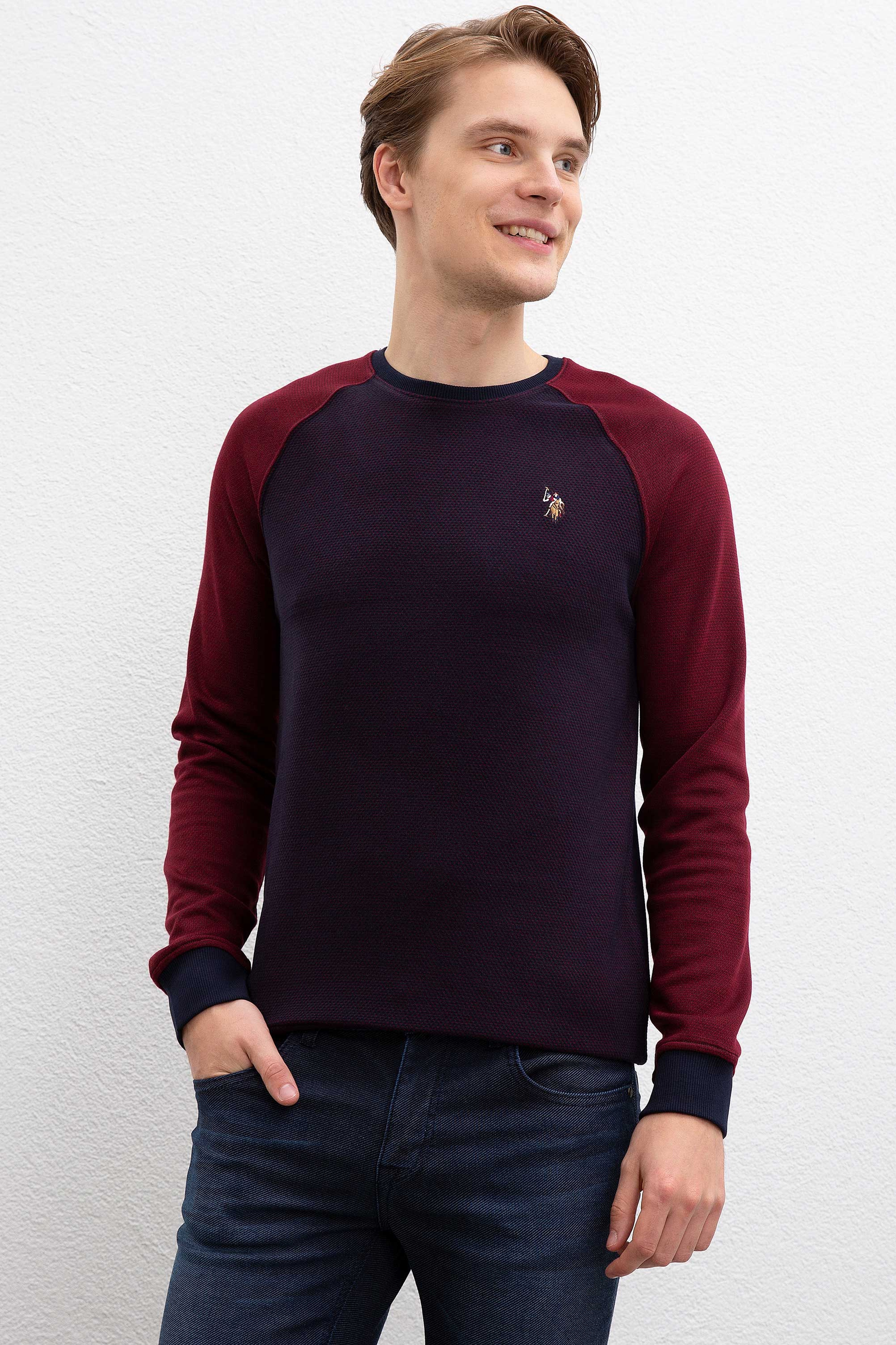 Erkek Lacivert Bisiklet Yaka Sweatshirt - Image 1