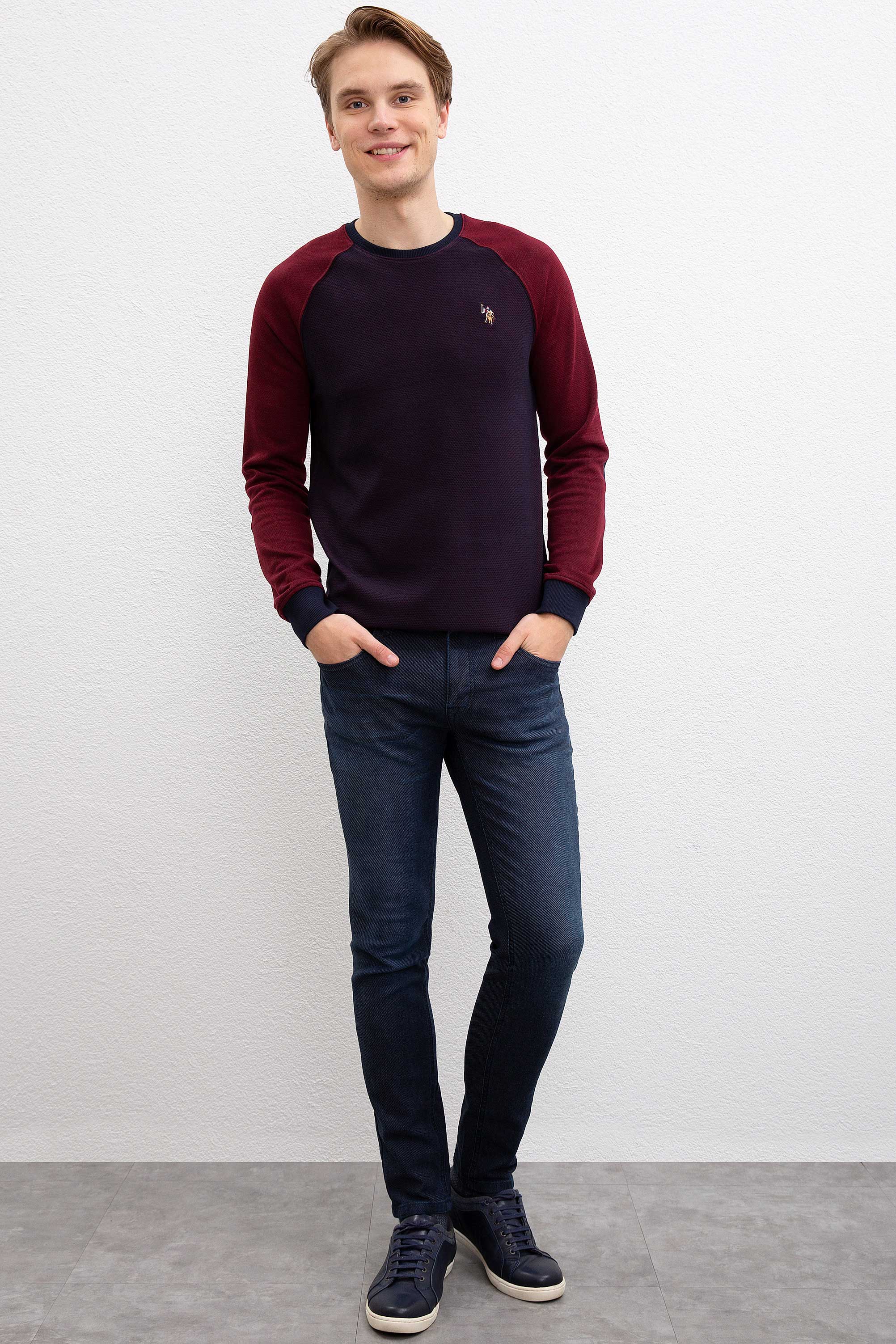 Erkek Lacivert Bisiklet Yaka Sweatshirt
