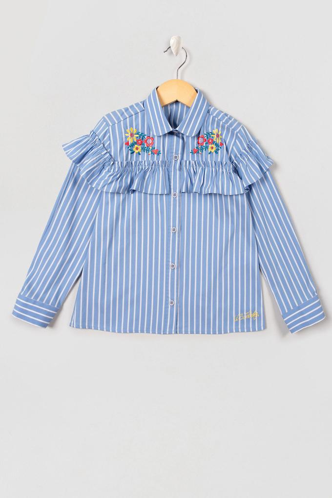 Kız Çocuk Mavi Çizgili Gömlek