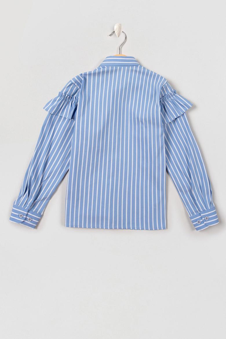 Kız Çocuk Mavi Çizgili Gömlek - 50208100002