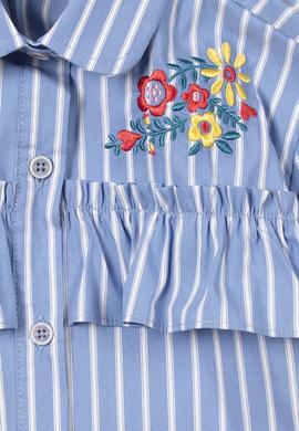 Kız Çocuk Mavi Çizgili Gömlek - 50208100002