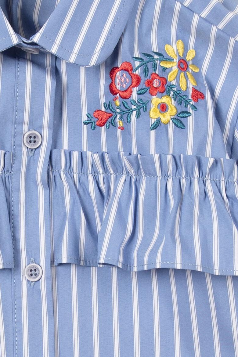 Kız Çocuk Mavi Çizgili Gömlek - 50208100002