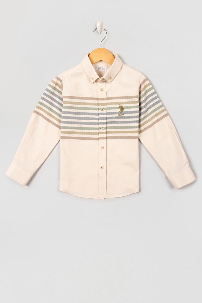 Erkek Çocuk Ekru Uzun Kollu Gömlek