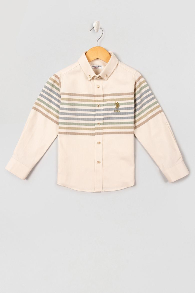 Erkek Çocuk Ekru Uzun Kollu Gömlek