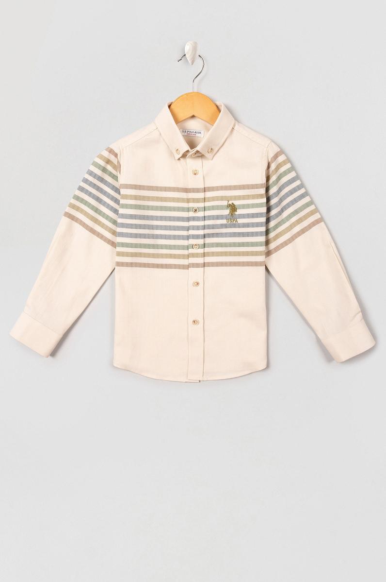 Erkek Çocuk Ekru Uzun Kollu Gömlek