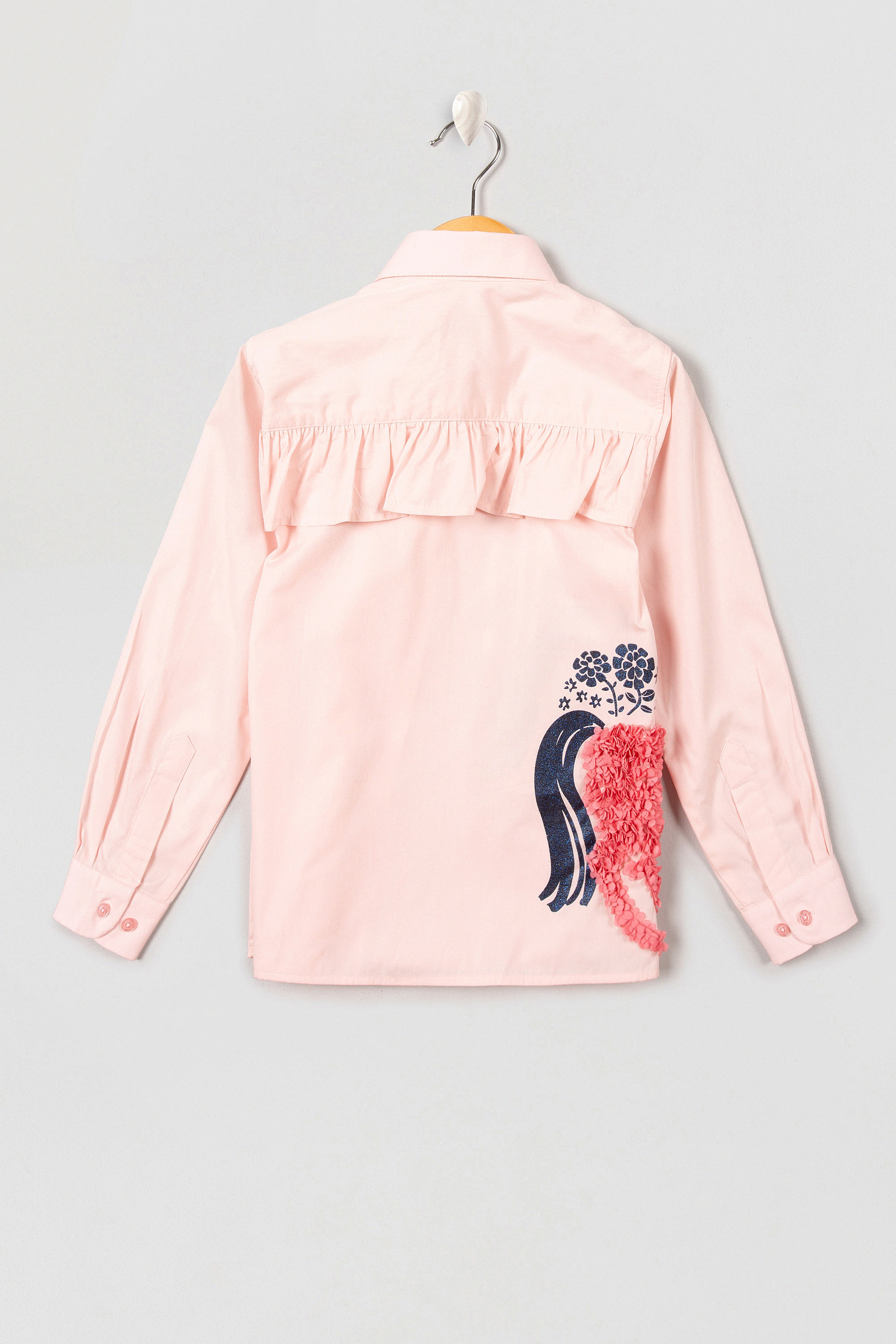 Kız Çocuk Pembe Gömlek Uzunkol - Image 2