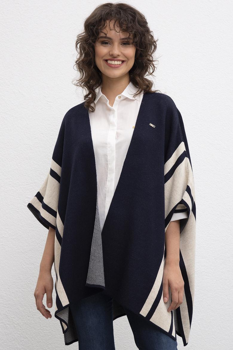 Kadın Kahverengi Triko Panço