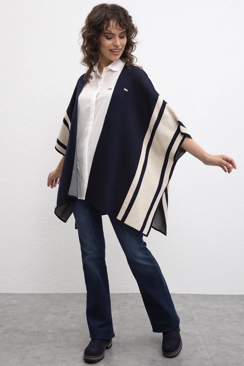 Kadın Kahverengi Triko Panço - 50205631024