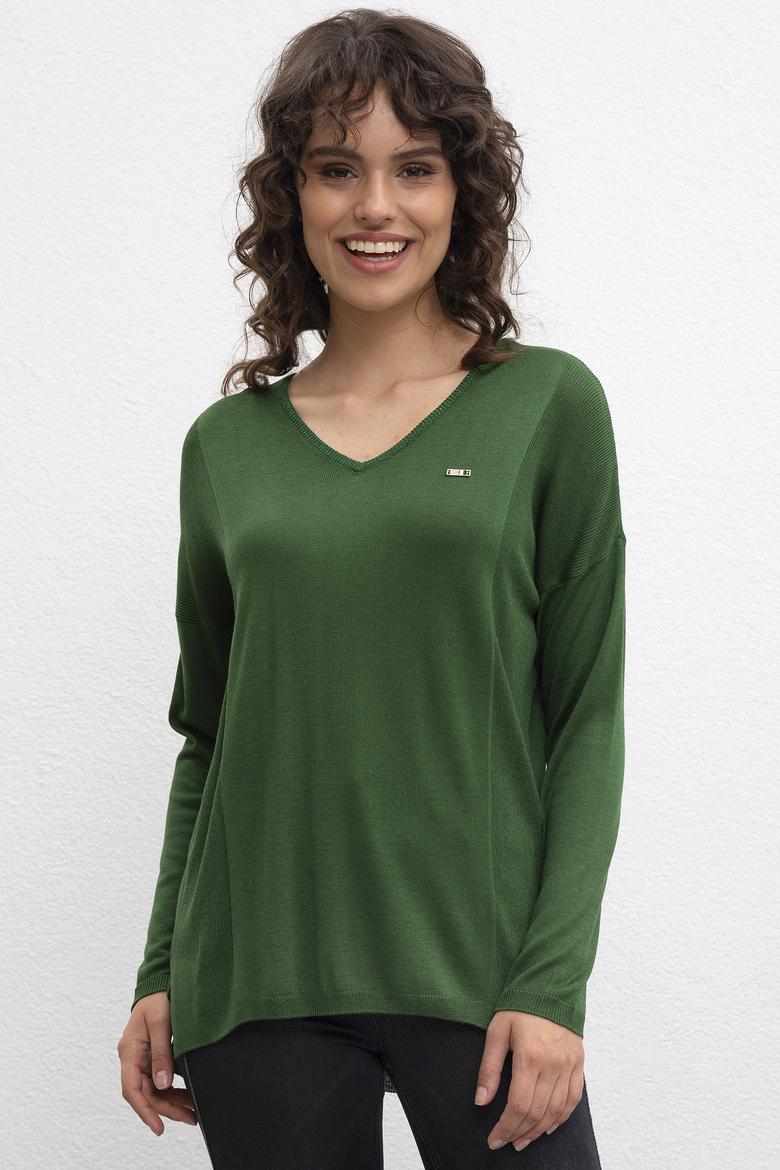 Kadın Yeşil Triko Kazak - 50206845031