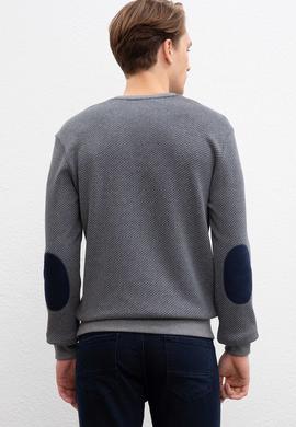 Erkek Gri Bisiklet Yaka Sweatshirt - 50207500028